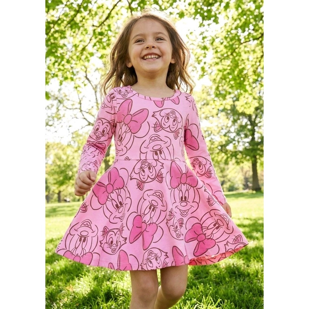 Disney Minnie Mouse Girls Toddler Size: 12 M Dress Pink Pullover Long Sleeve NWT